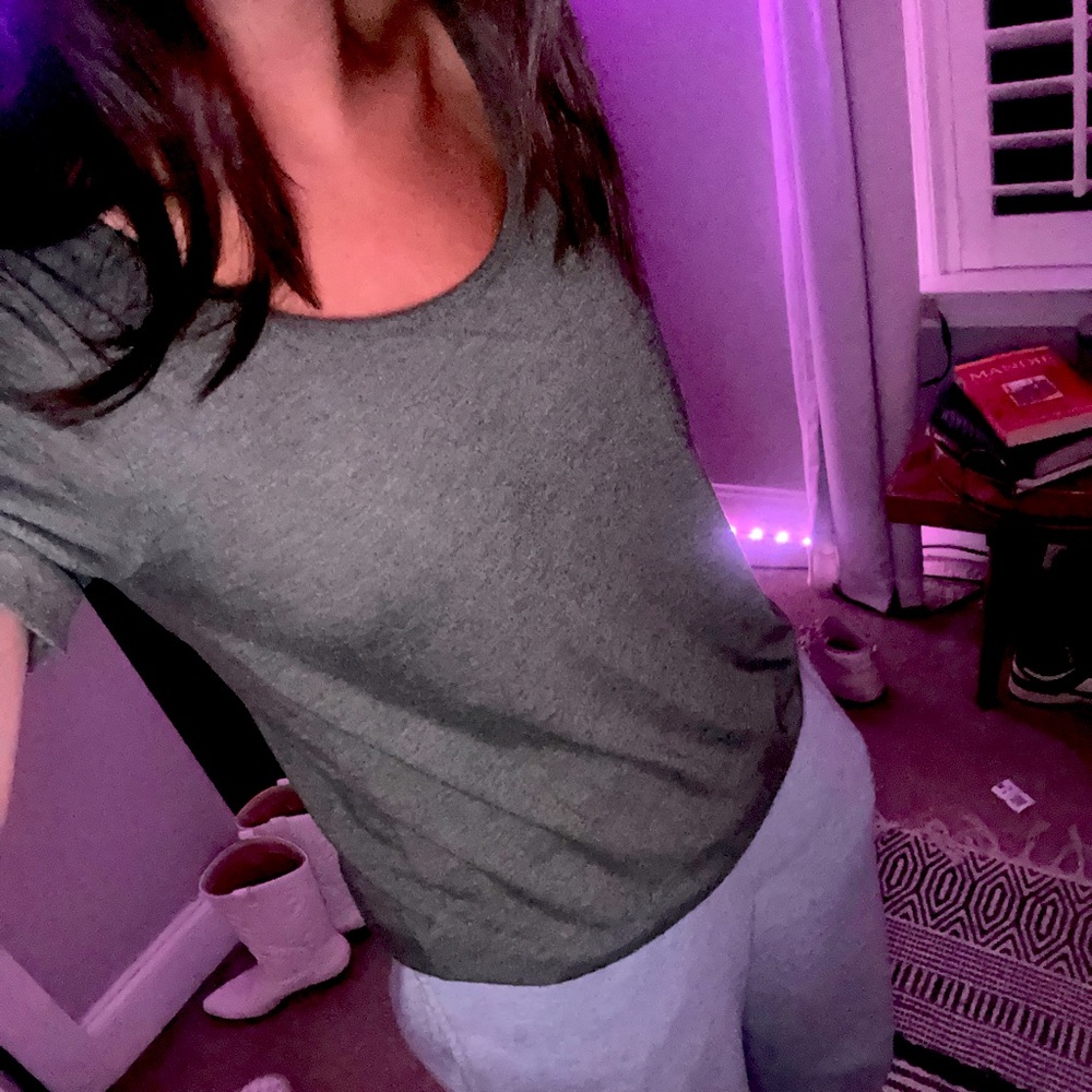 Green scoop neck shirt, open back